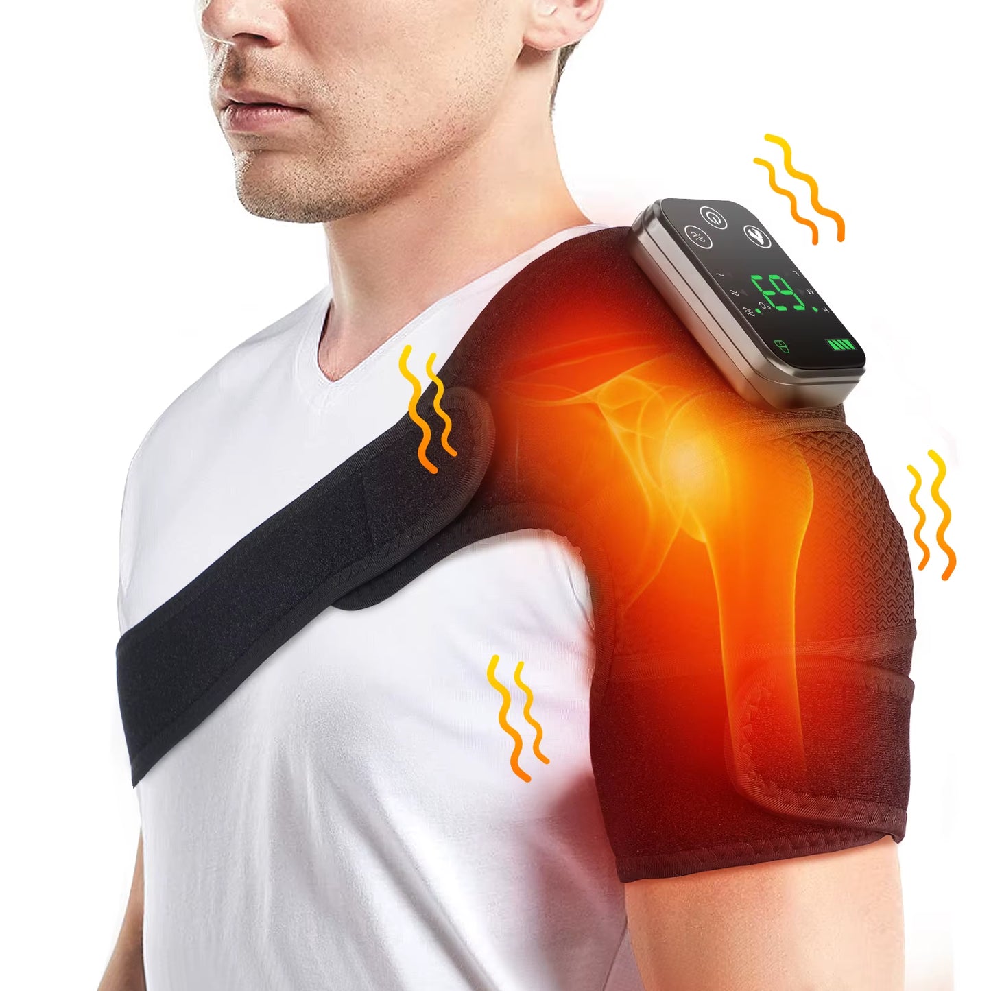 Heated Shoulder Massager Machine Eletric Vibration Heating Shoulder Massage Heater Belt Arm Hand Relaxation Pad Warmer
