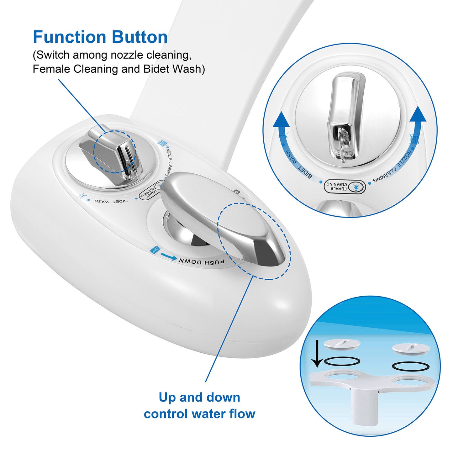 Cold Water Spray Bidet Self-Cleaning Dual Nozzle Bidet Feminine Wash Non Electric Mechanical Toilet Seat Cover