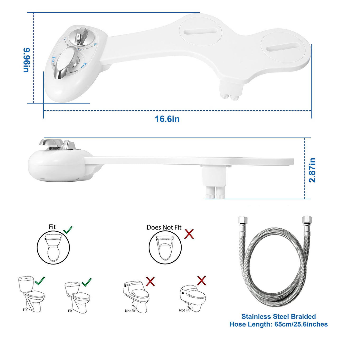 Cold Water Spray Bidet Self-Cleaning Dual Nozzle Bidet Feminine Wash Non Electric Mechanical Toilet Seat Cover