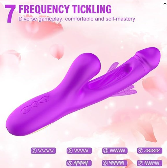 Vibrator Sex Toys For Women - 3IN1 Red Rabbit Vibrators Adult Toys With 7 Flapping & Vibrating & Suck, G Spot Anal Thrusting Dildo, Clitoral Vibrater For Female Couples Rose Sex Toy Games